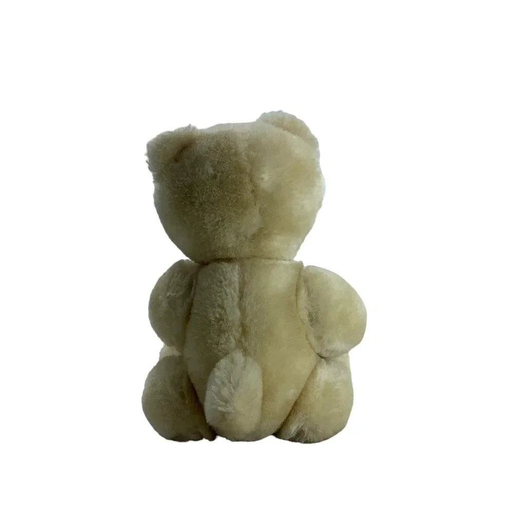 Vtg 1985 Dakin‎ Teddy Bear Plush Stuffed Animal Cream Jointed Plaid Accents 8